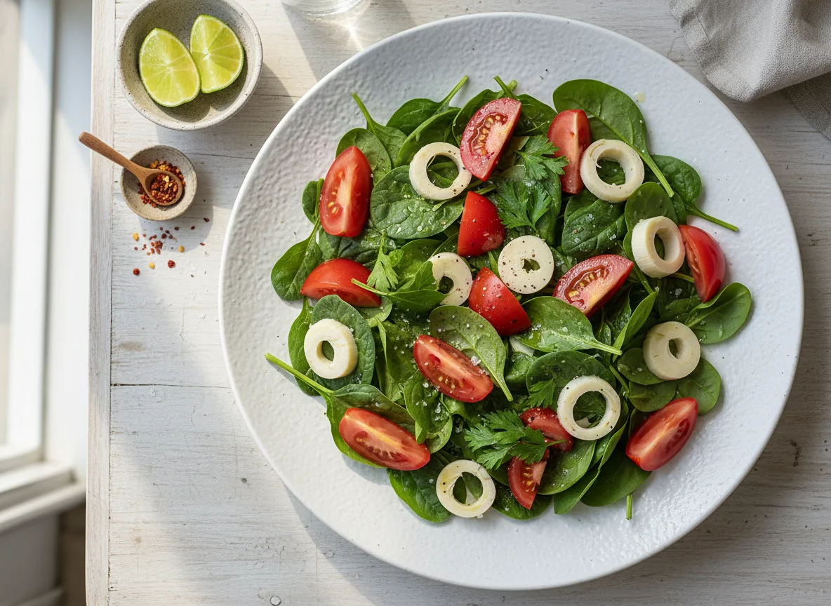 Salada de Espinafre, Tomate e Palmito photo