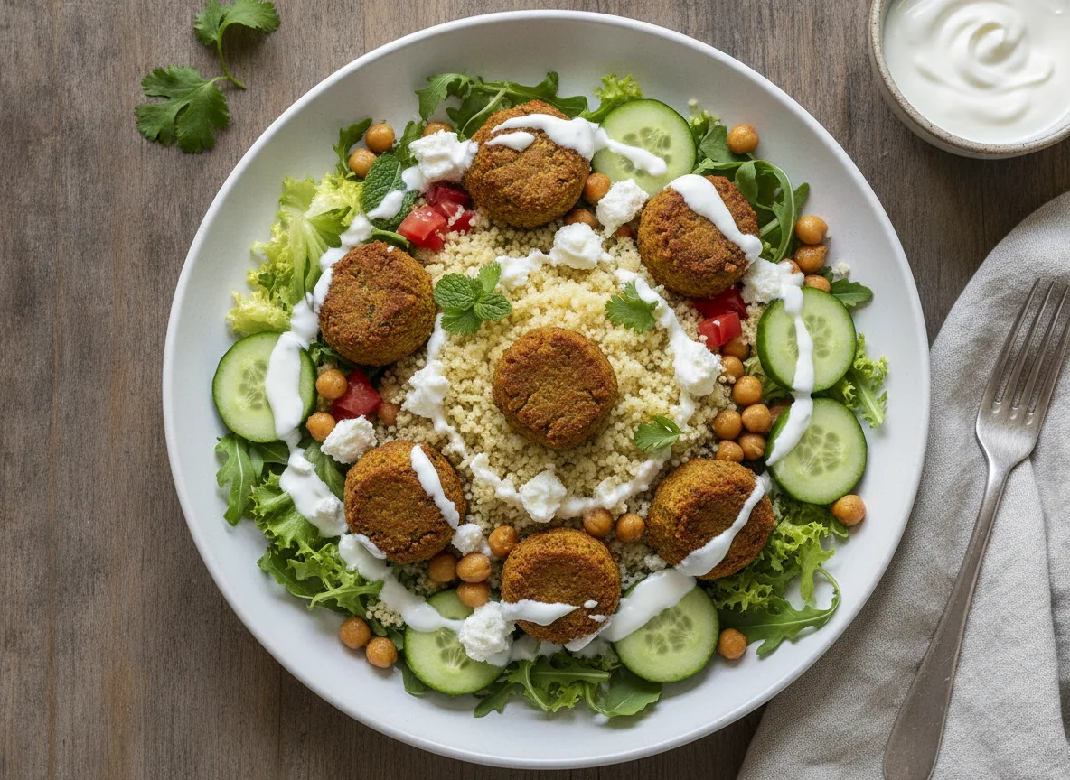 Salada de Falafel com Cuscuz e Feta photo