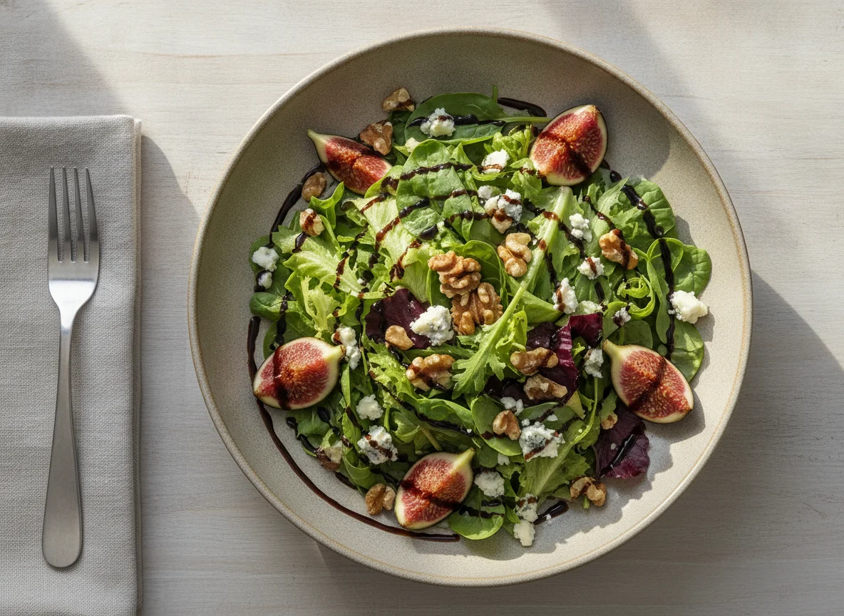 Salada de Folhas com Nozes e Figo photo
