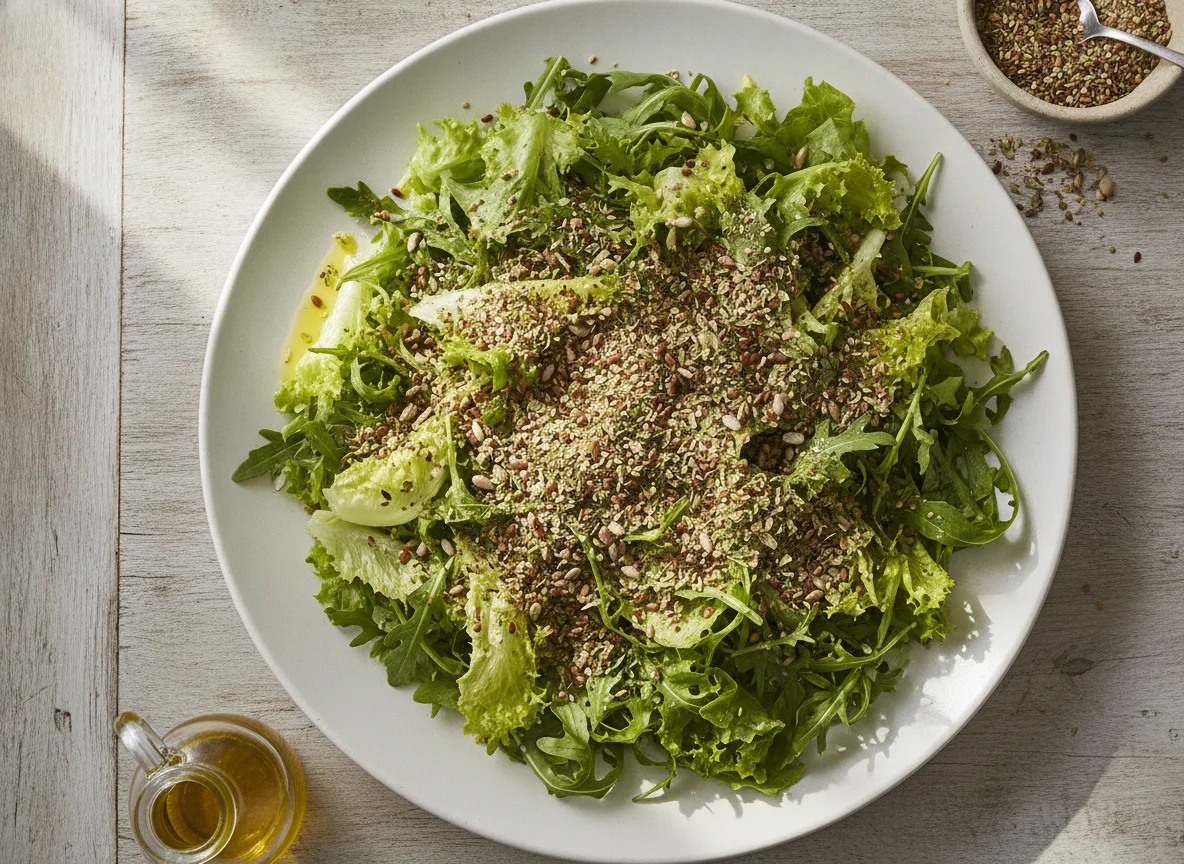 Salada de Folhas Verdes com Tempero photo