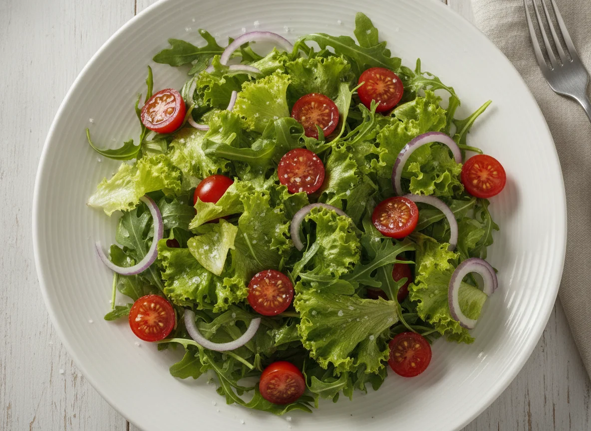 Salada de Folhas Verdes com Tomate Cereja photo