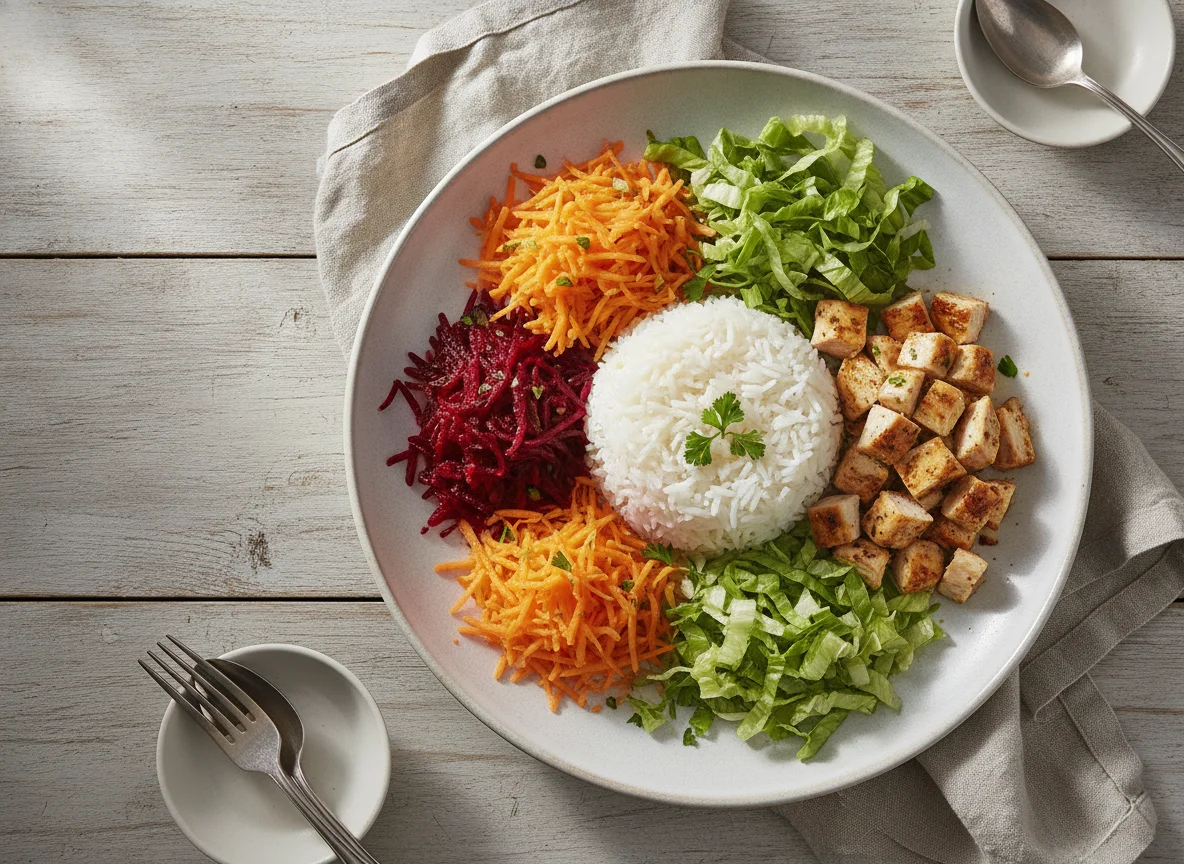 Salada de Frango com Arroz e Vegetais photo