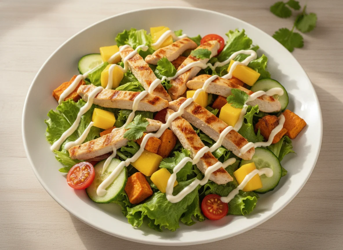 Salada de Frango com Batata Doce e Manga photo