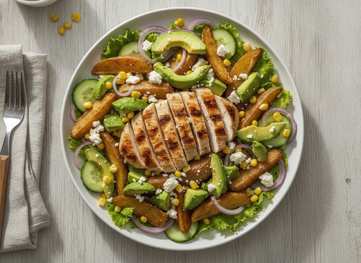 Salada de Frango com Batatas e Abacate photo