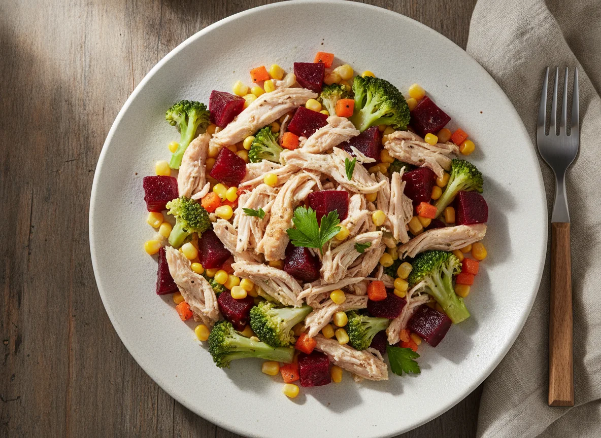 Salada de Frango com Beterraba e Brócolis photo