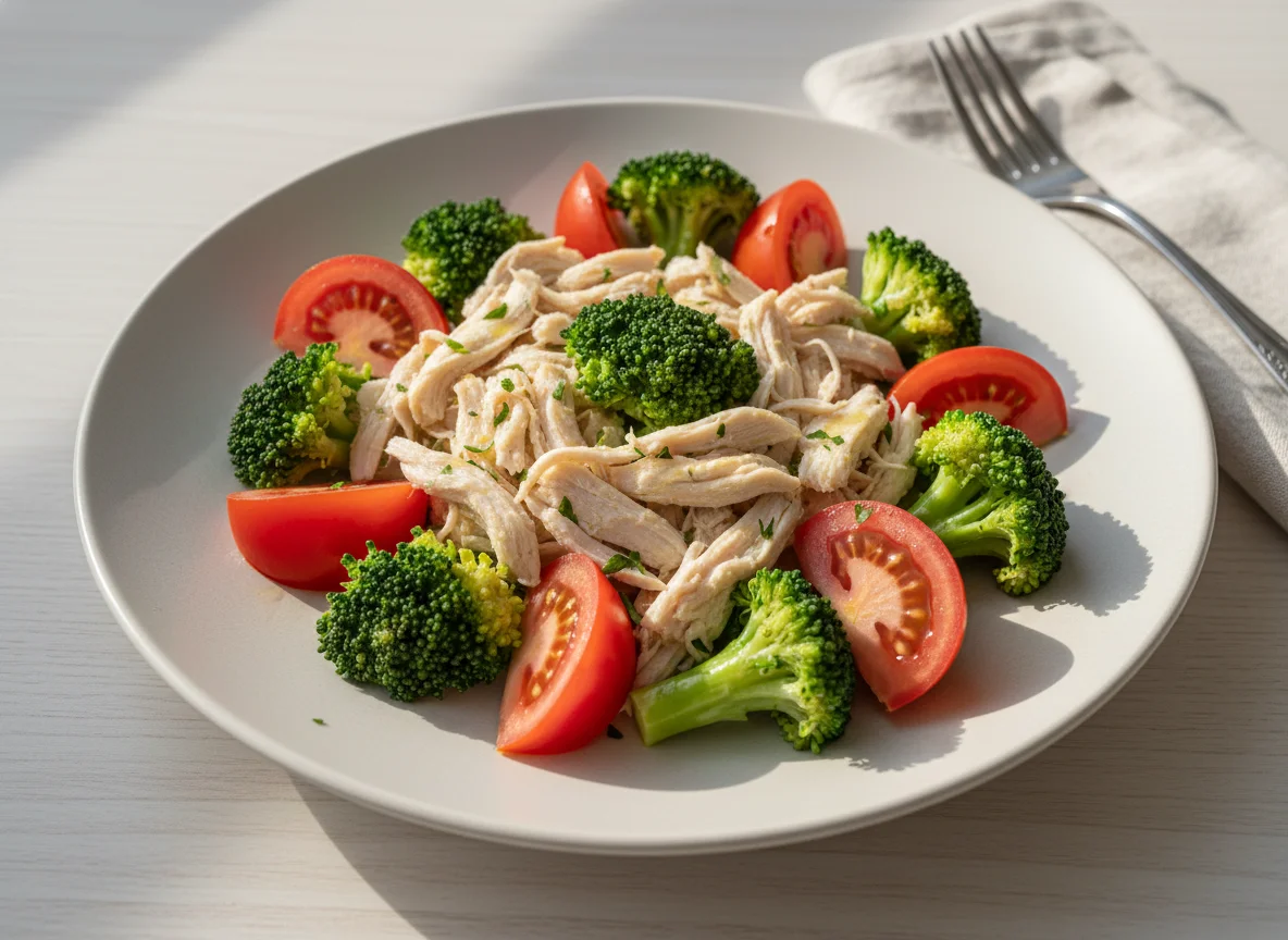 Salada de Frango com Brócolis e Tomate photo