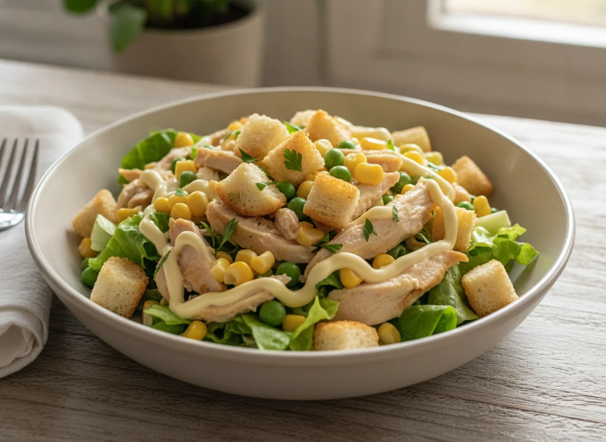 Salada de Frango com Croutons e Milho photo