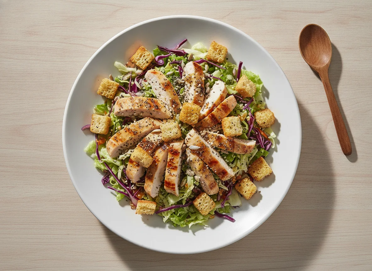 Salada de Frango com Croutons e Mix de Sementes photo