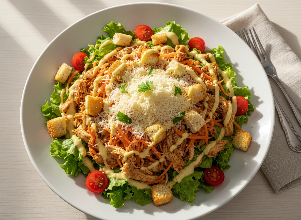 Salada de Frango com Croutons e Queijo photo