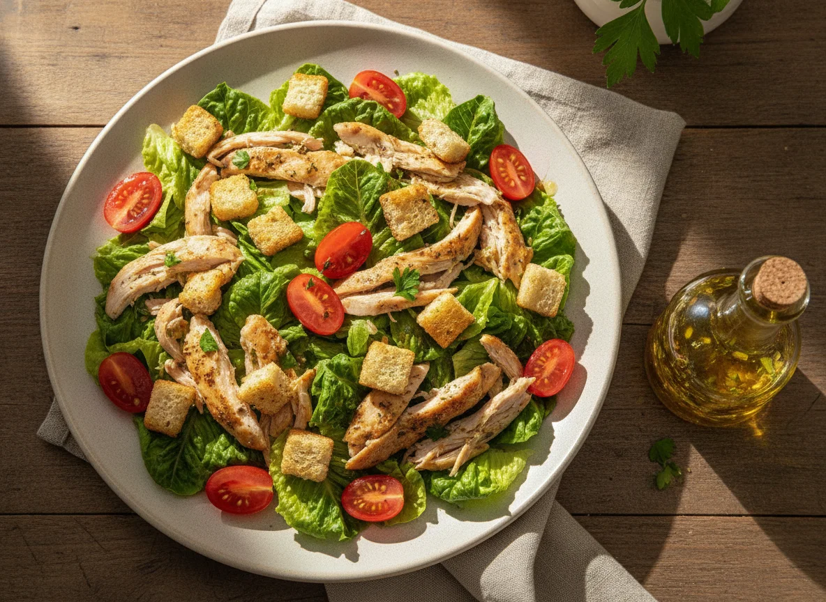 Salada de Frango com Croutons e Tomate photo