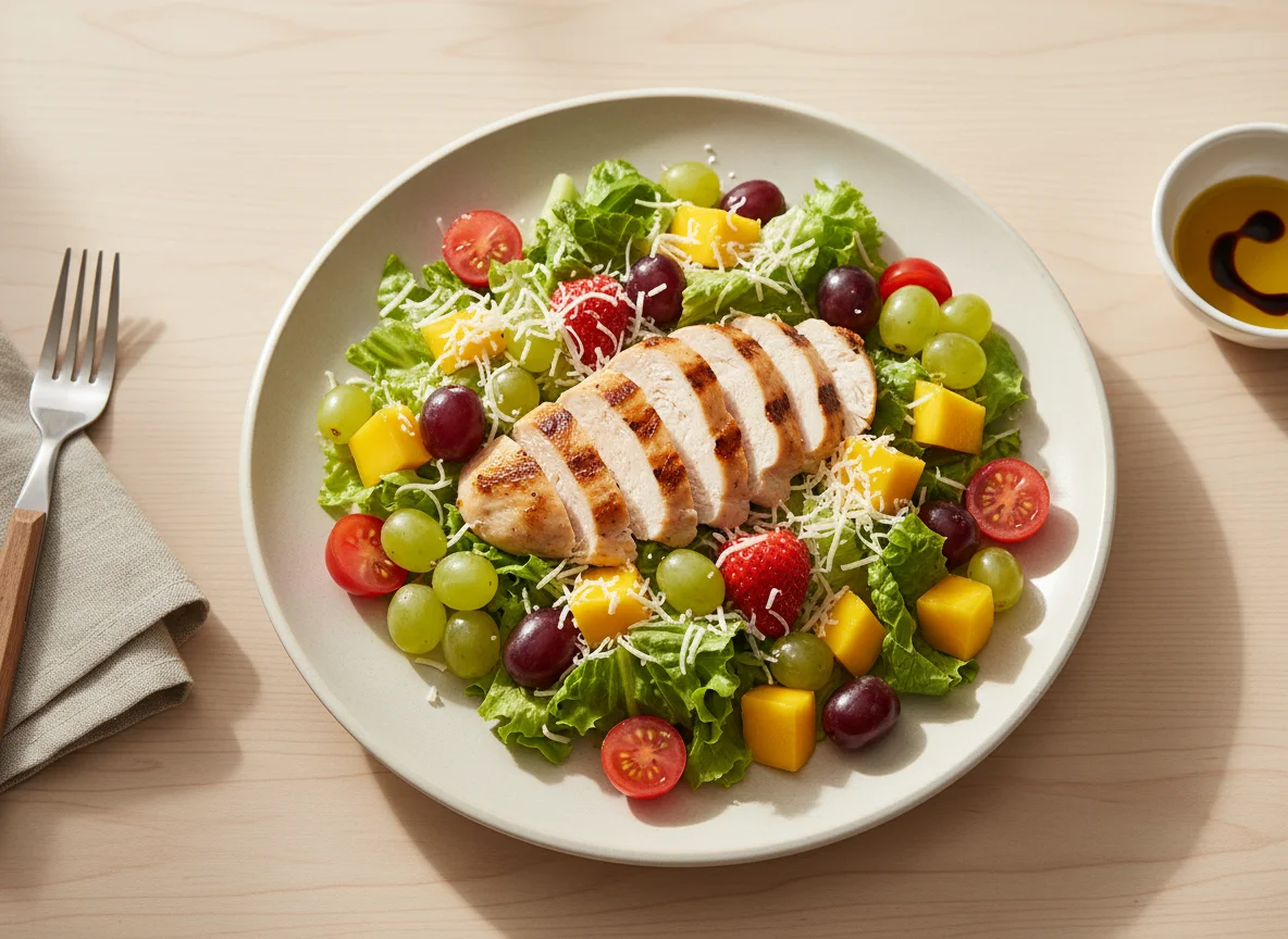 Salada de Frango com Frutas e Queijo photo