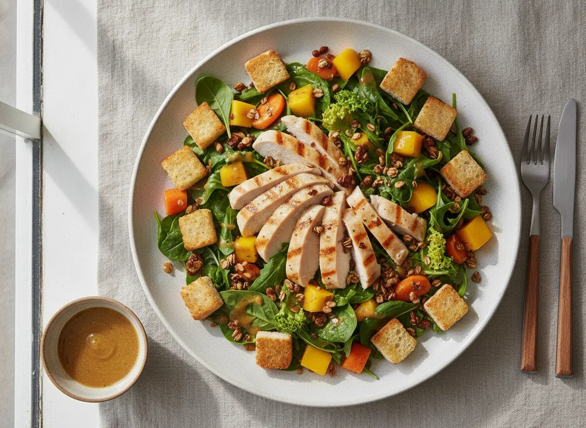 Salada de Frango com Legumes e Croutons photo