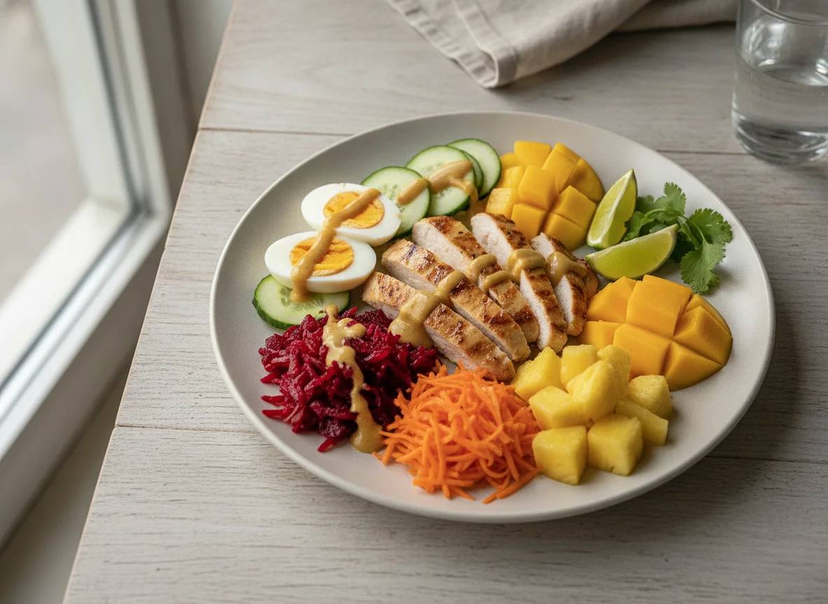 Salada de Frango com Legumes e Frutas photo