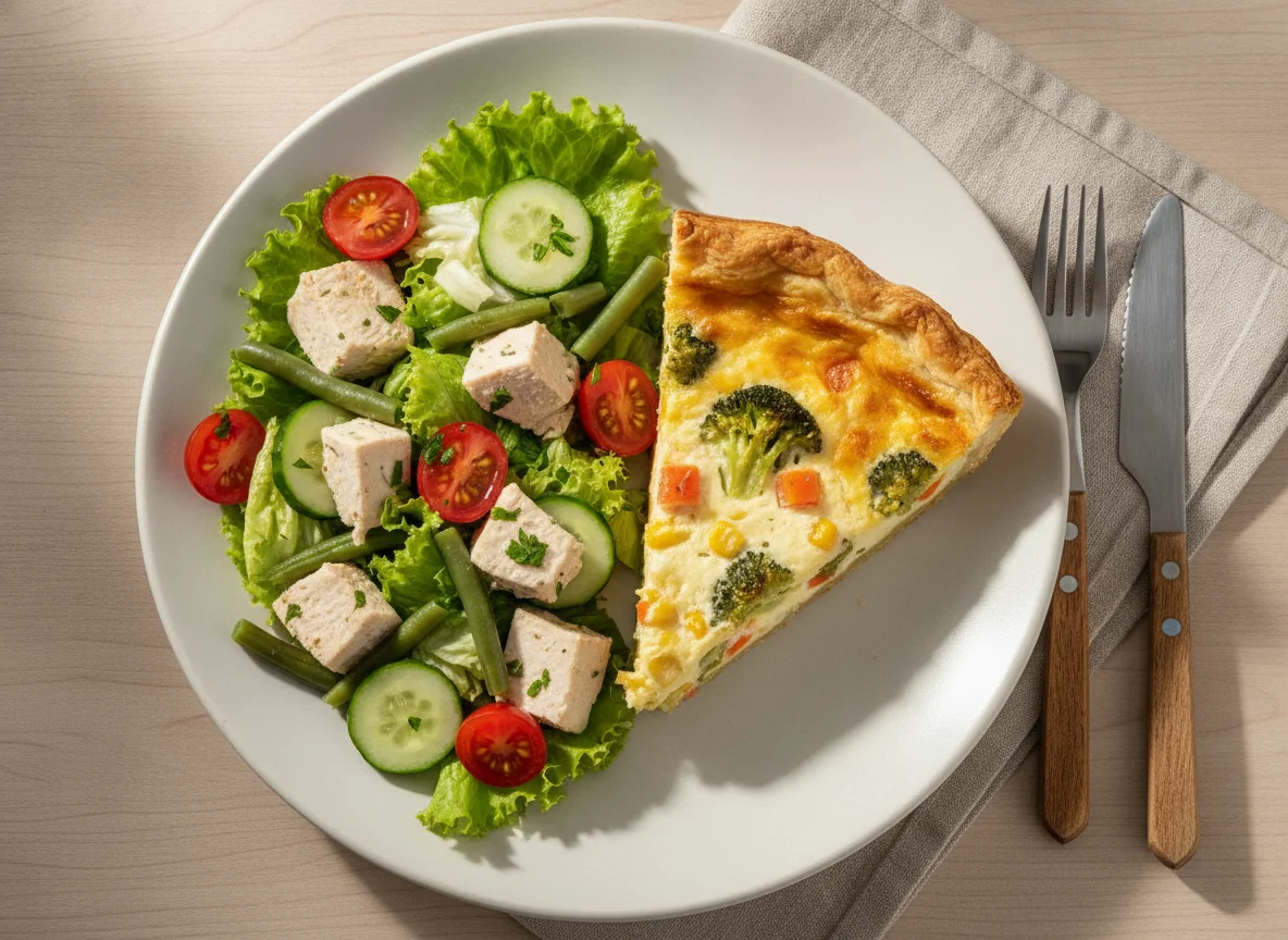 Salada de Frango com Legumes e Torta de Legumes photo