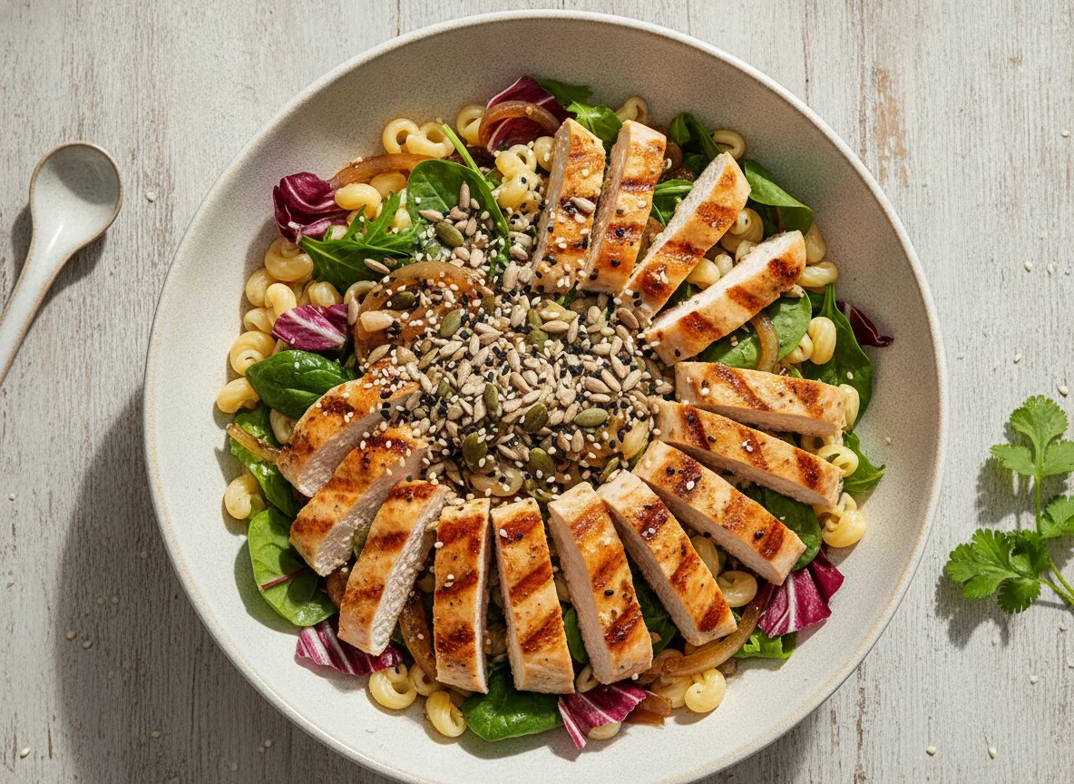 Salada de Frango com Macarrão e Sementes photo