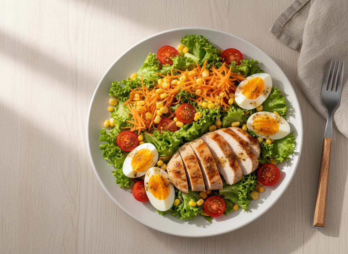 Salada de Frango com Milho e Ovo photo