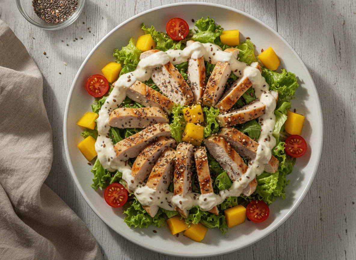 Salada de Frango com Molho Cremoso e Sementes photo