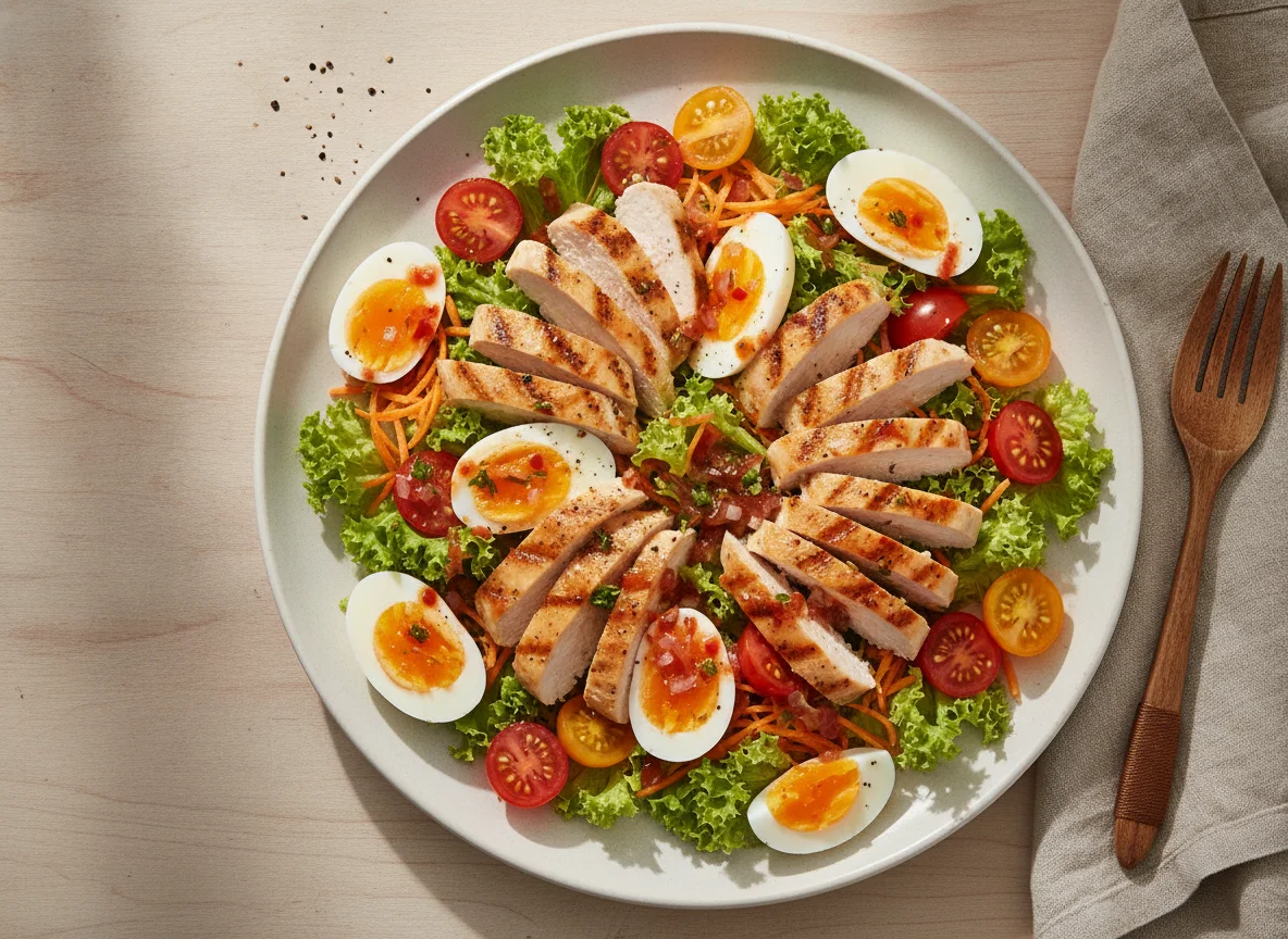 Salada de Frango com Ovo e Legumes photo