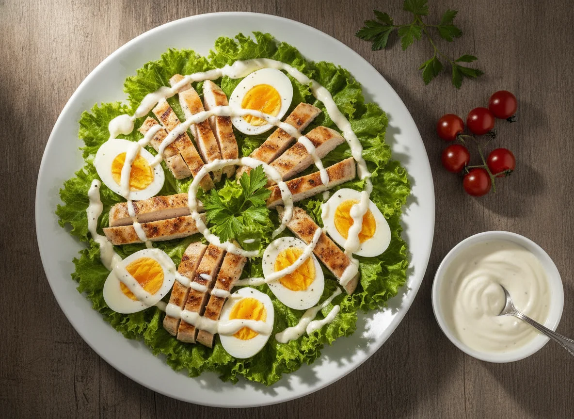 Salada de Frango com Ovo e Molho de Iogurte photo