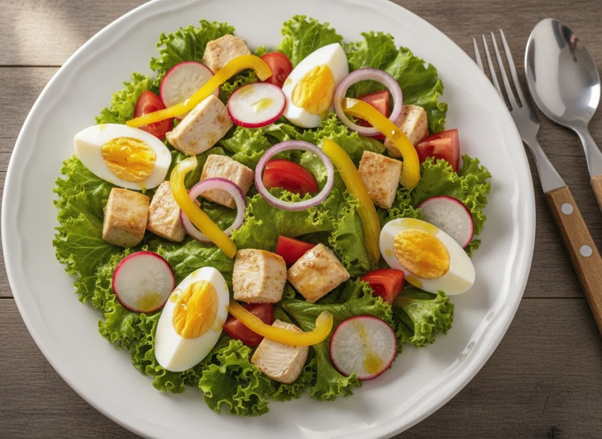 Salada de Frango com Ovo e Vegetais photo