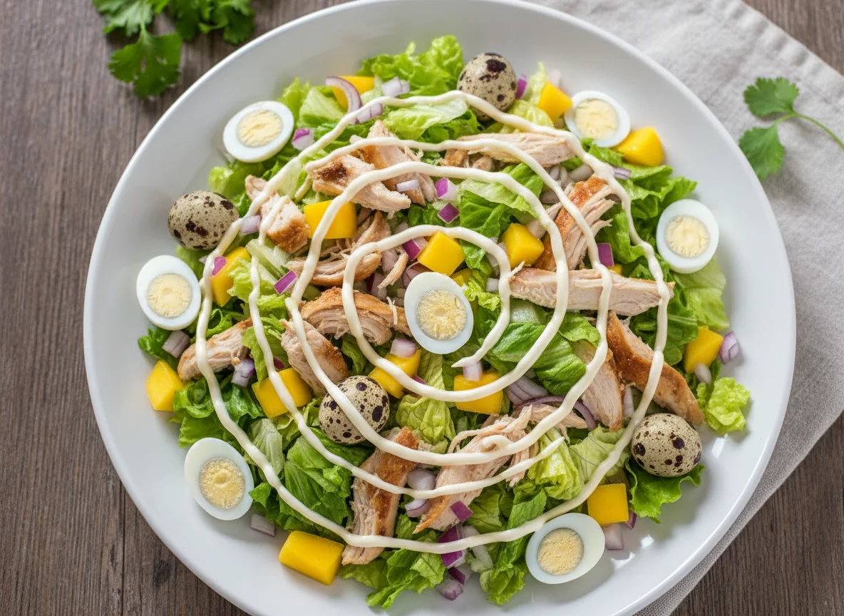 Salada de frango com ovos de codorna photo