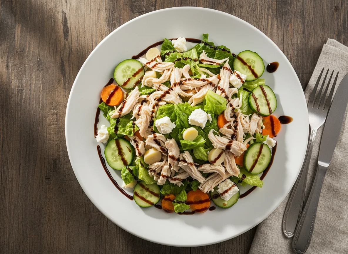 Salada de frango com queijo e molho balsâmico photo