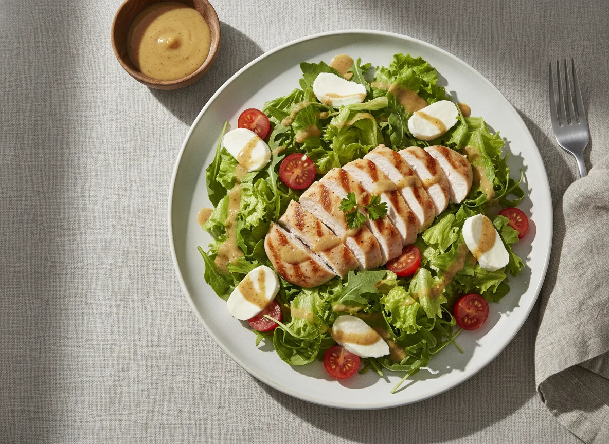 Salada de Frango com Queijo e Molho de Mostarda photo