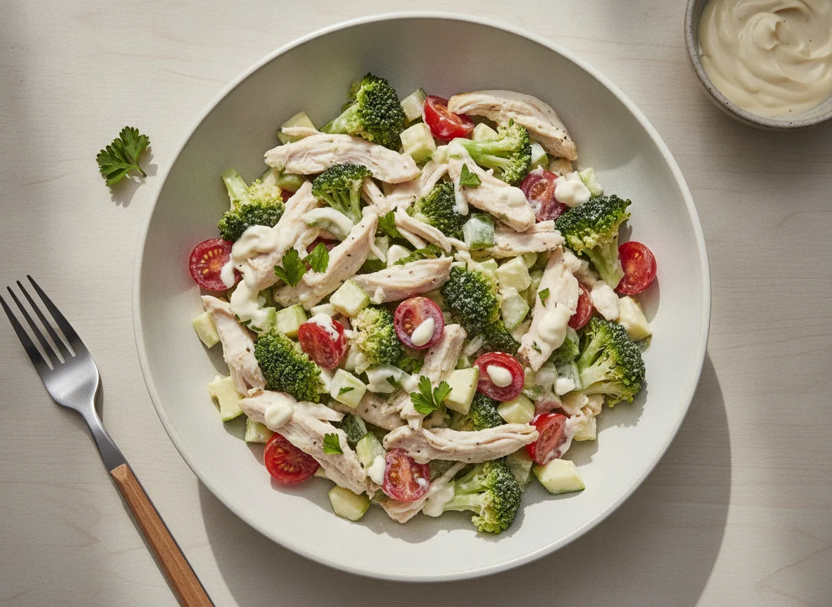 Salada de Frango Desfiado com Brócolis e Legumes photo
