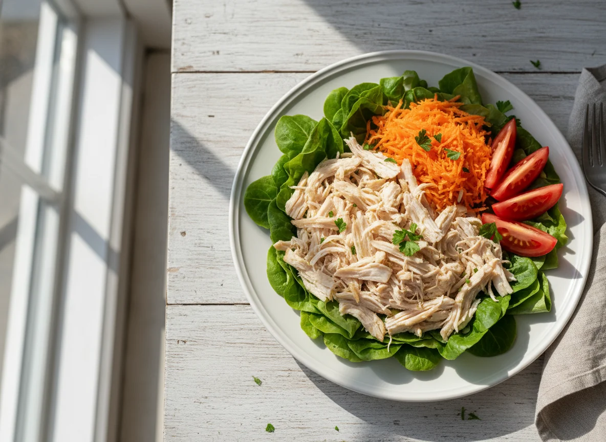 Salada de frango desfiado com legumes photo