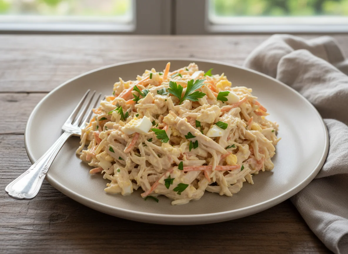 Salada de frango desfiado com maionese photo