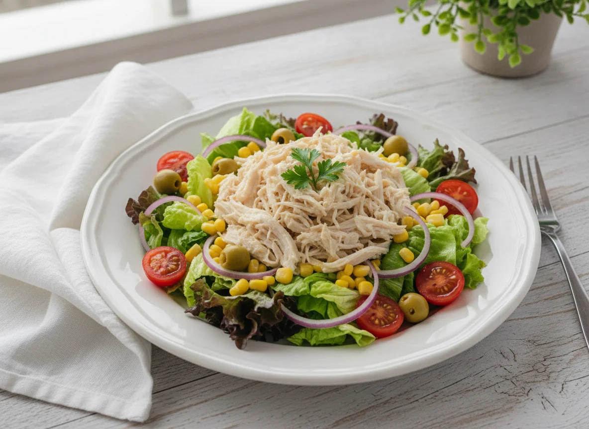 Salada de Frango Desfiado com Mix de Folhas photo