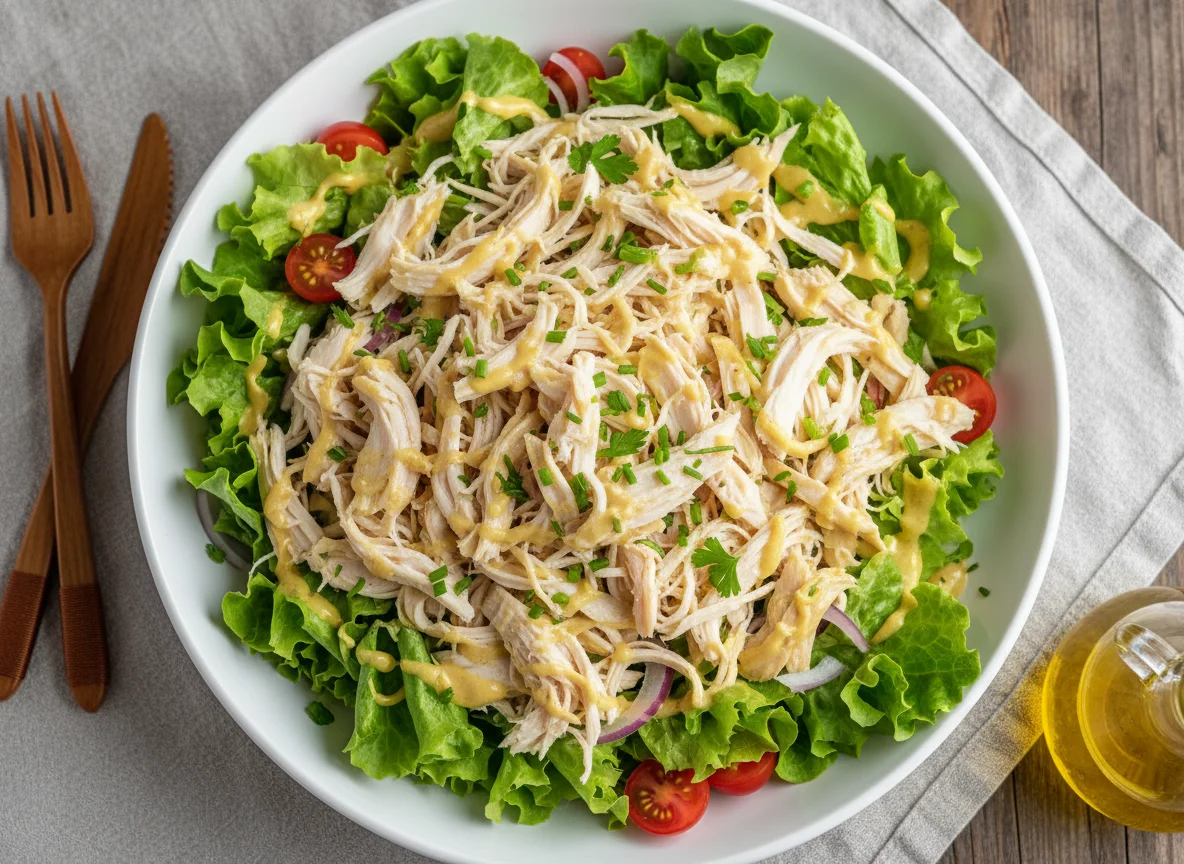 Salada de frango desfiado com molho photo
