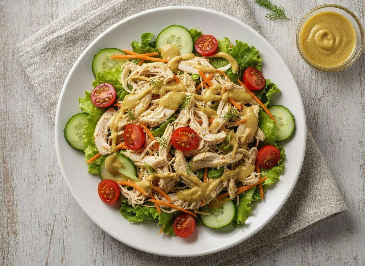 Salada de Frango Desfiado com Molho Mostarda e Mel photo
