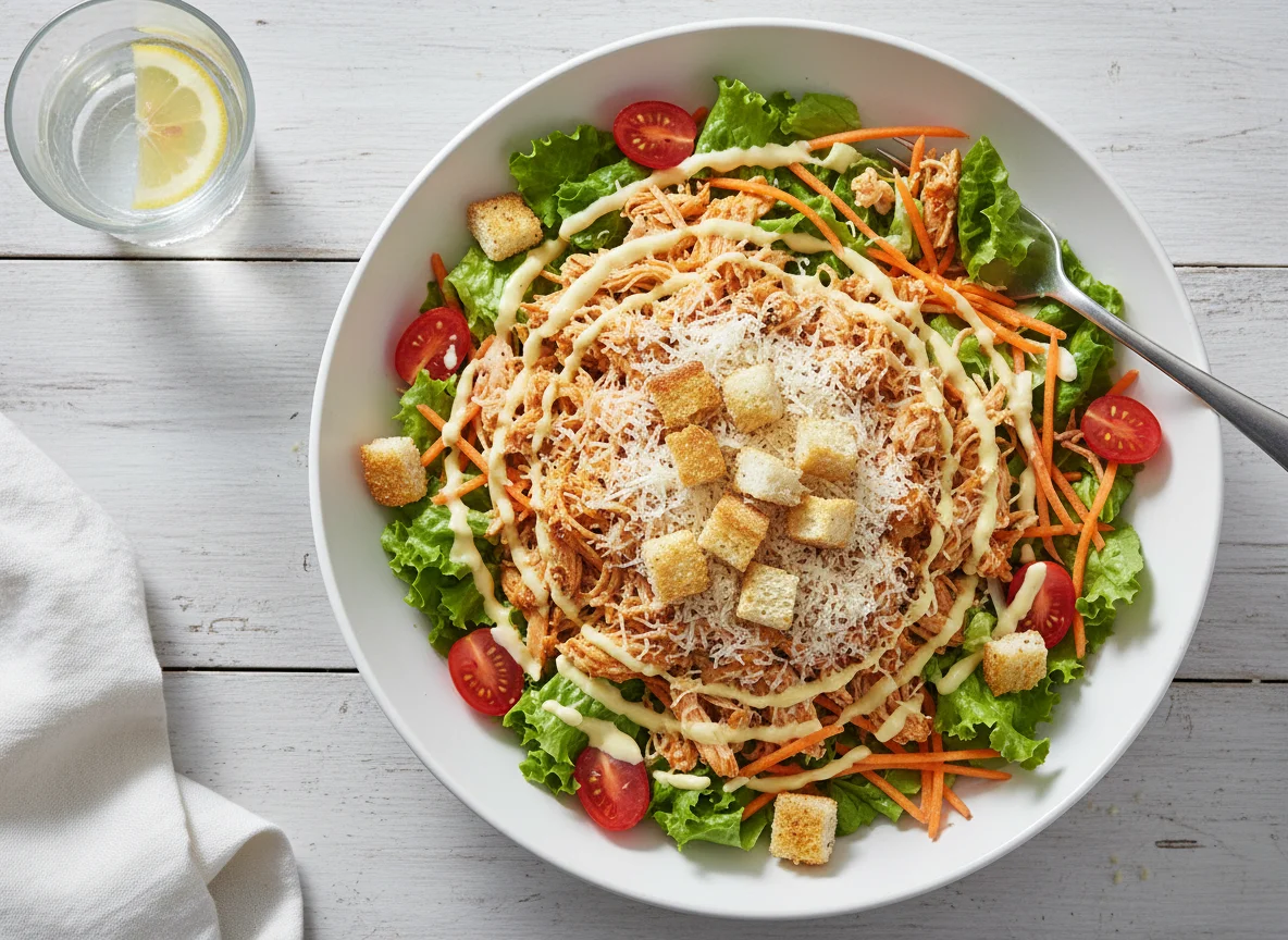 Salada de Frango Desfiado com Queijo e Croutons photo