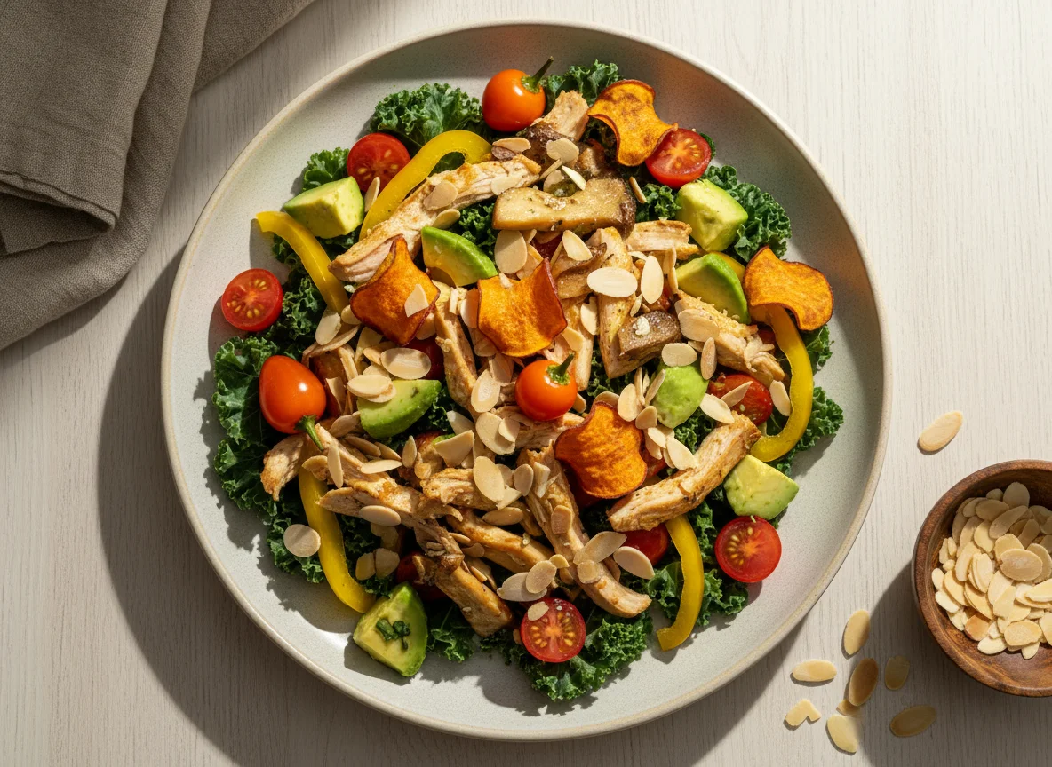 Salada de Frango e Cogumelos com Amêndoas photo