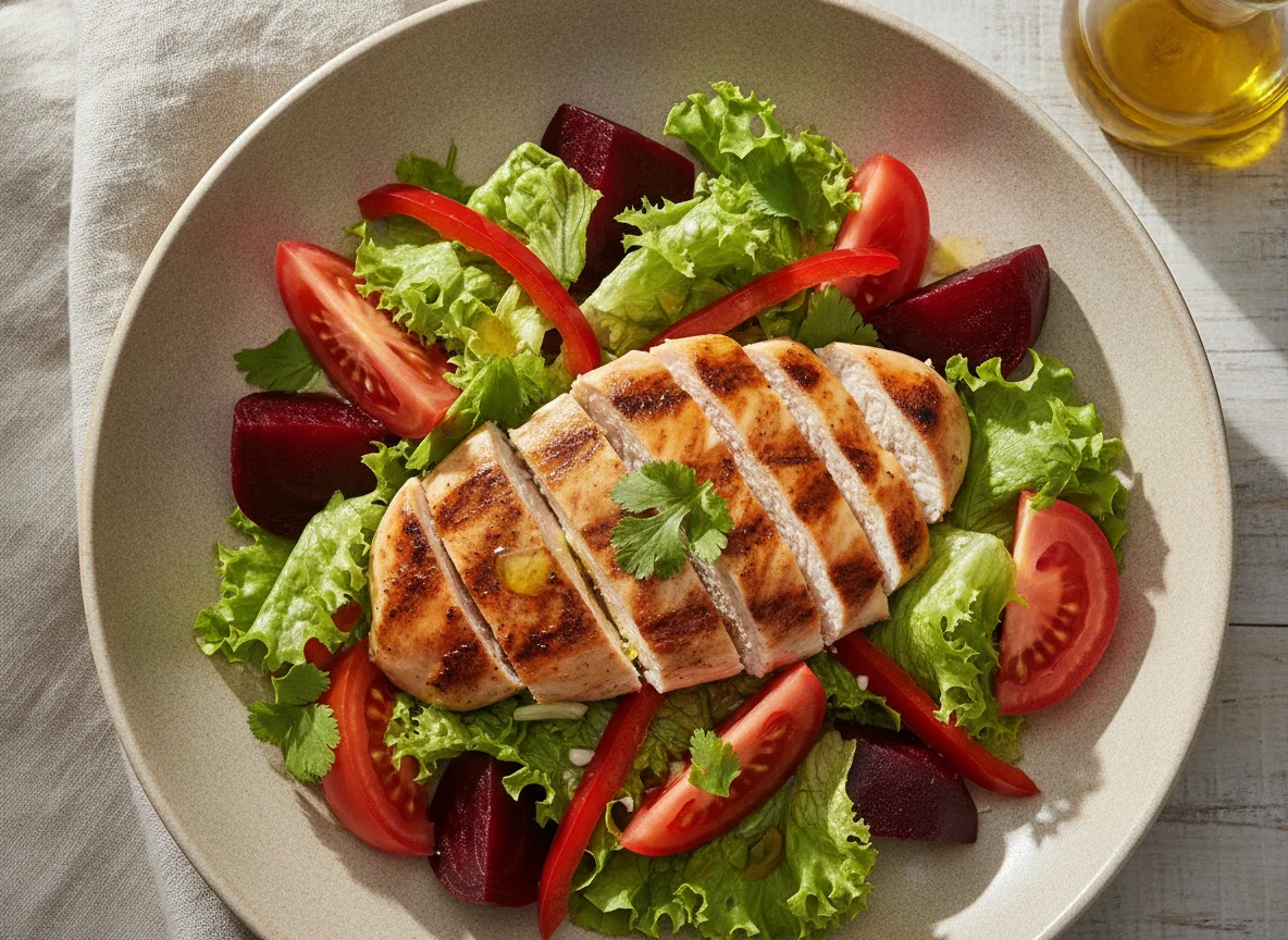 Salada de Frango Grelhado com Beterraba e Tomate photo