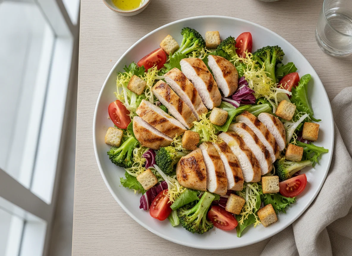 Salada de Frango Grelhado com Brócolis e Croutons photo
