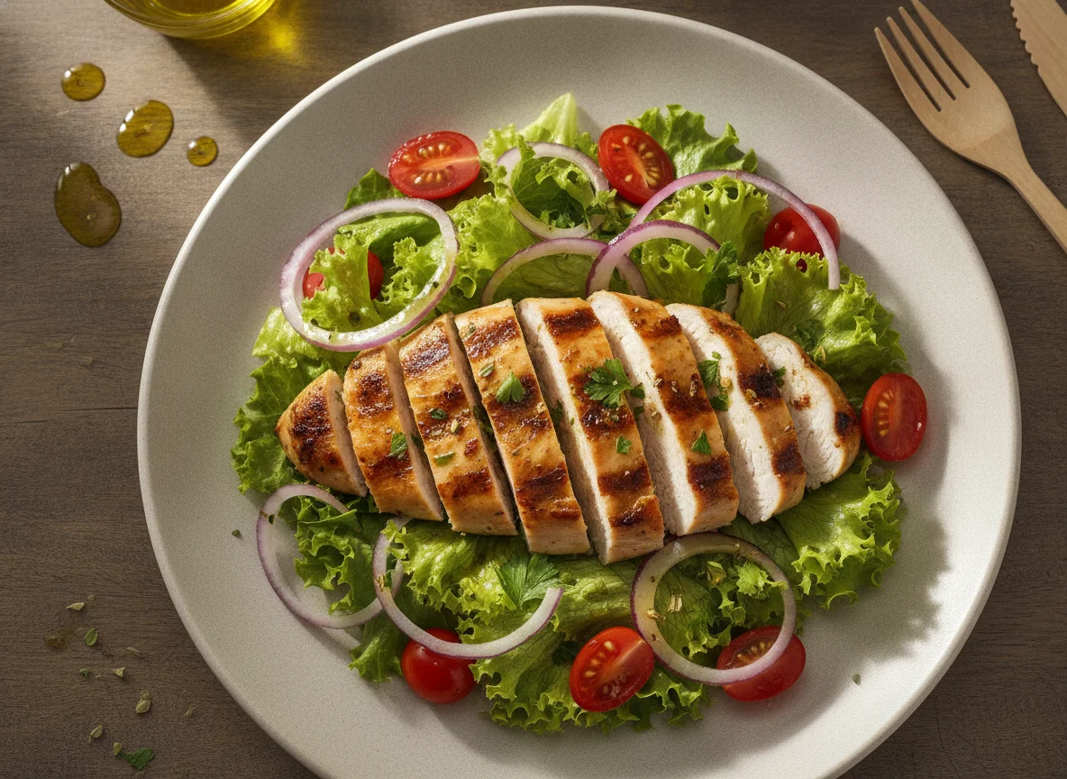 Salada de Frango Grelhado com Cebola Roxa photo