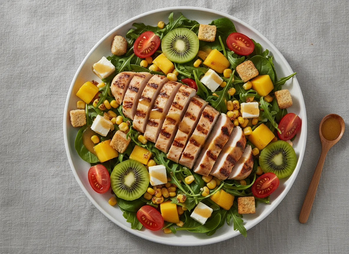 Salada de Frango Grelhado com Frutas e Milho photo
