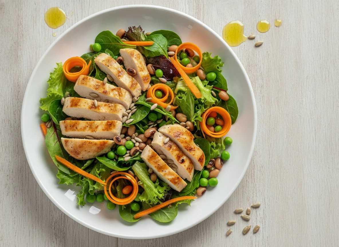 Salada de Frango Grelhado com Mix de Grãos e Vegetais photo