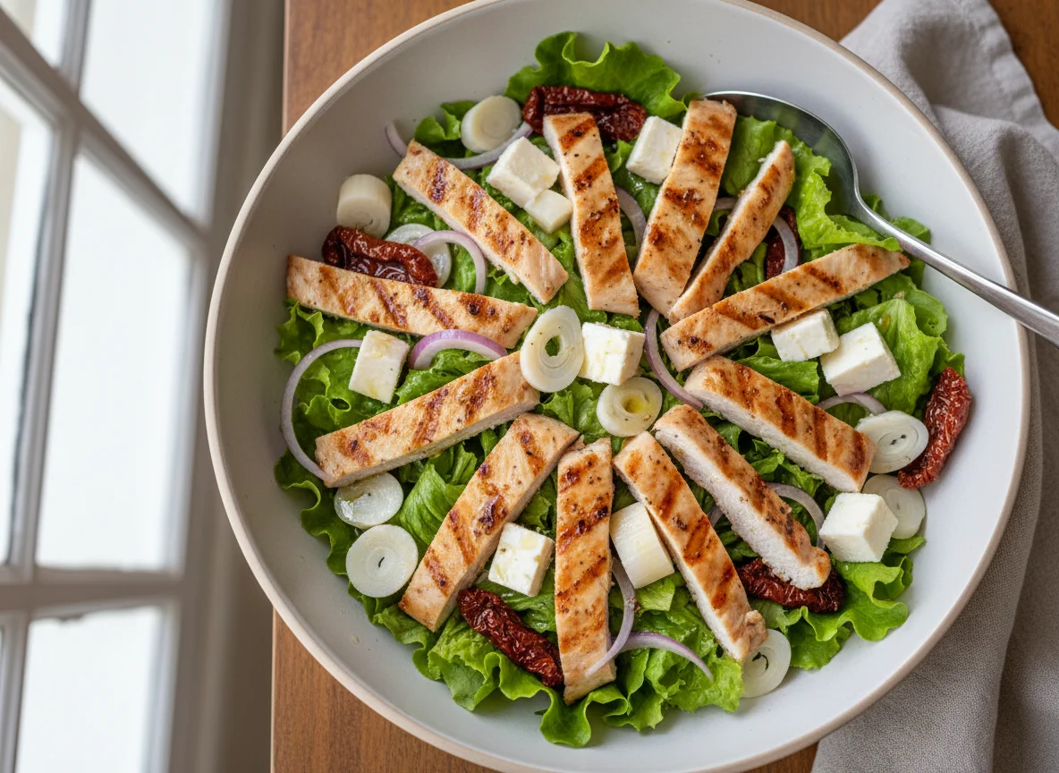 Salada de frango grelhado com queijo e palmito photo