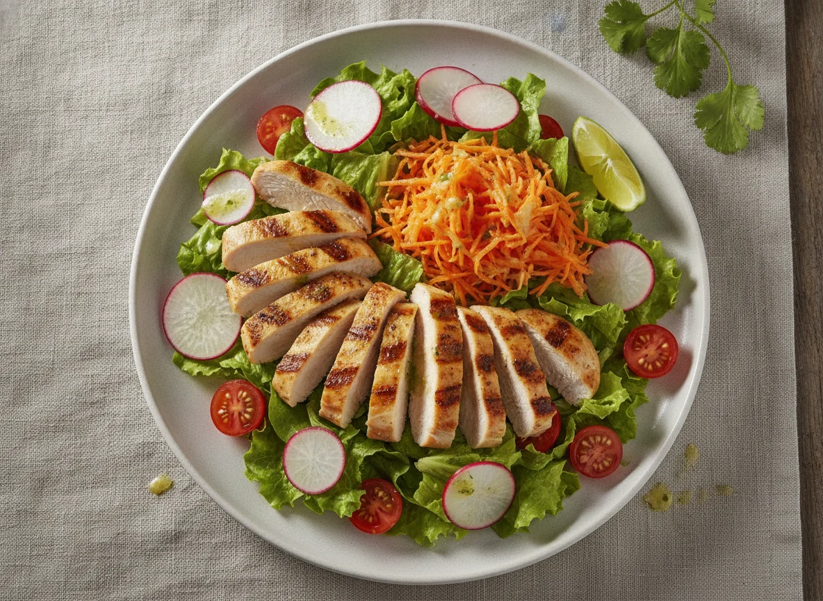 Salada de Frango Grelhado com Rabanete e Cenoura photo