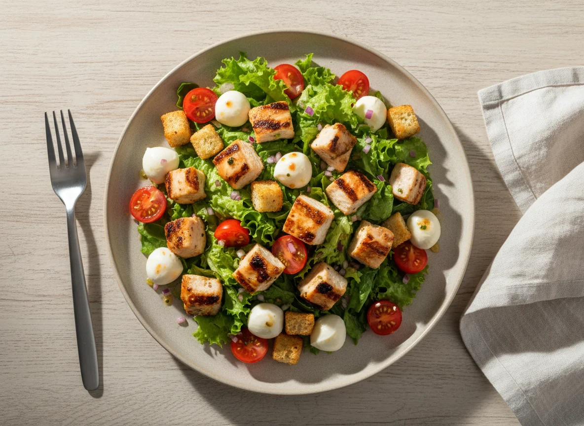 Salada de Frango Grelhado com Tomate Cereja e Queijo photo