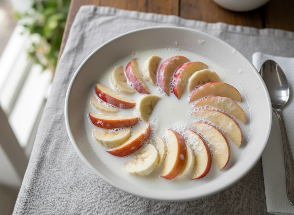 Salada de fruta com leite photo
