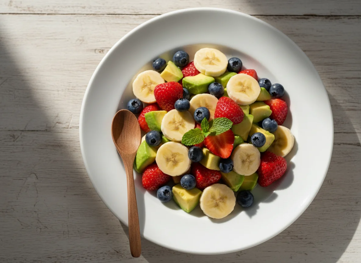 Salada de frutas com abacate photo