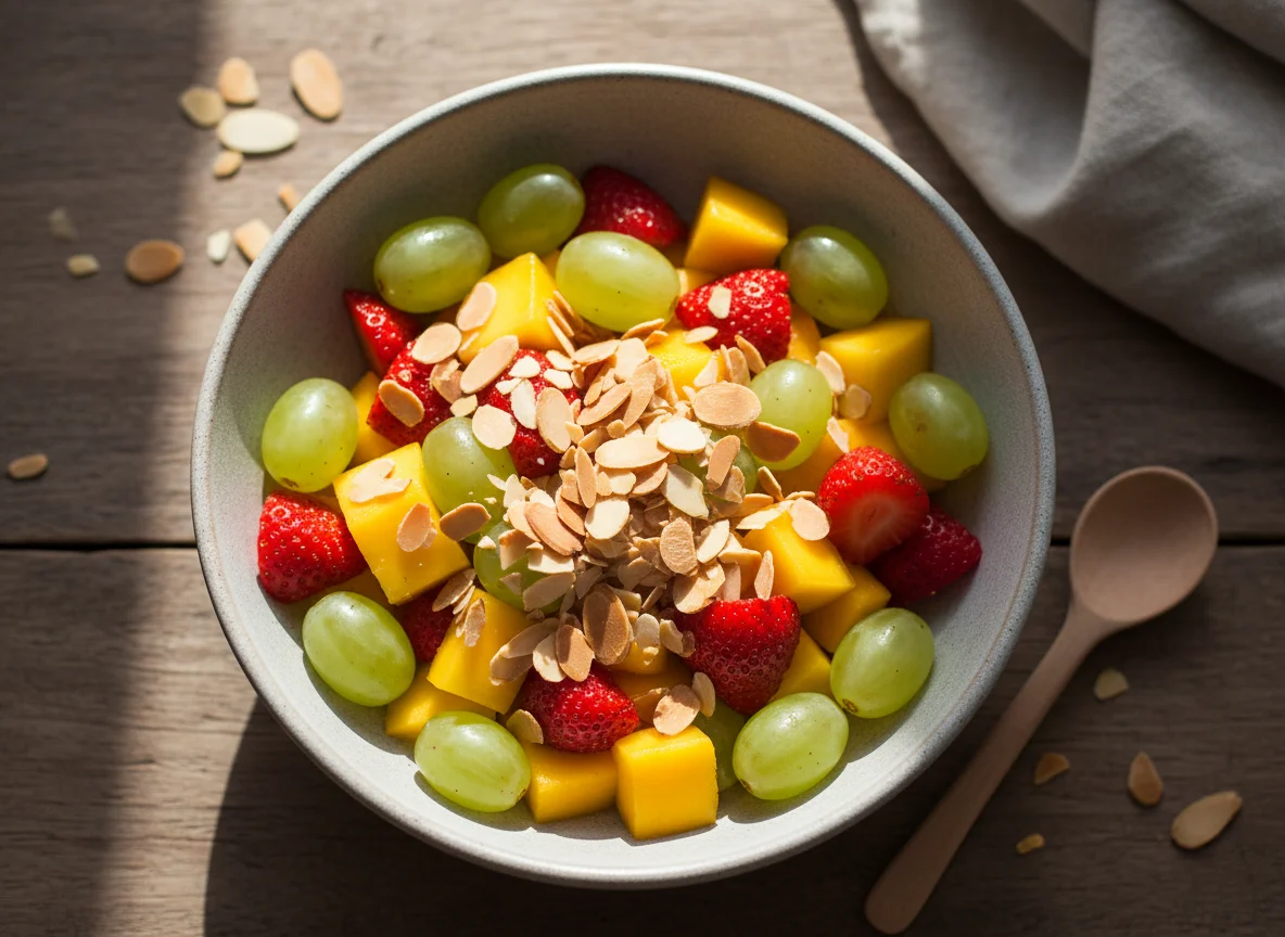 Salada de frutas com amêndoas photo