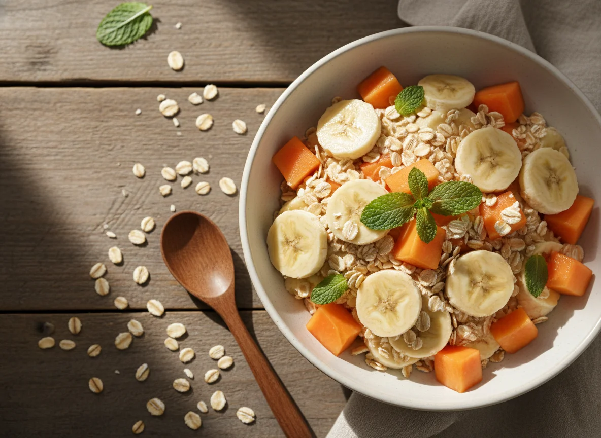 Salada de frutas com aveia photo