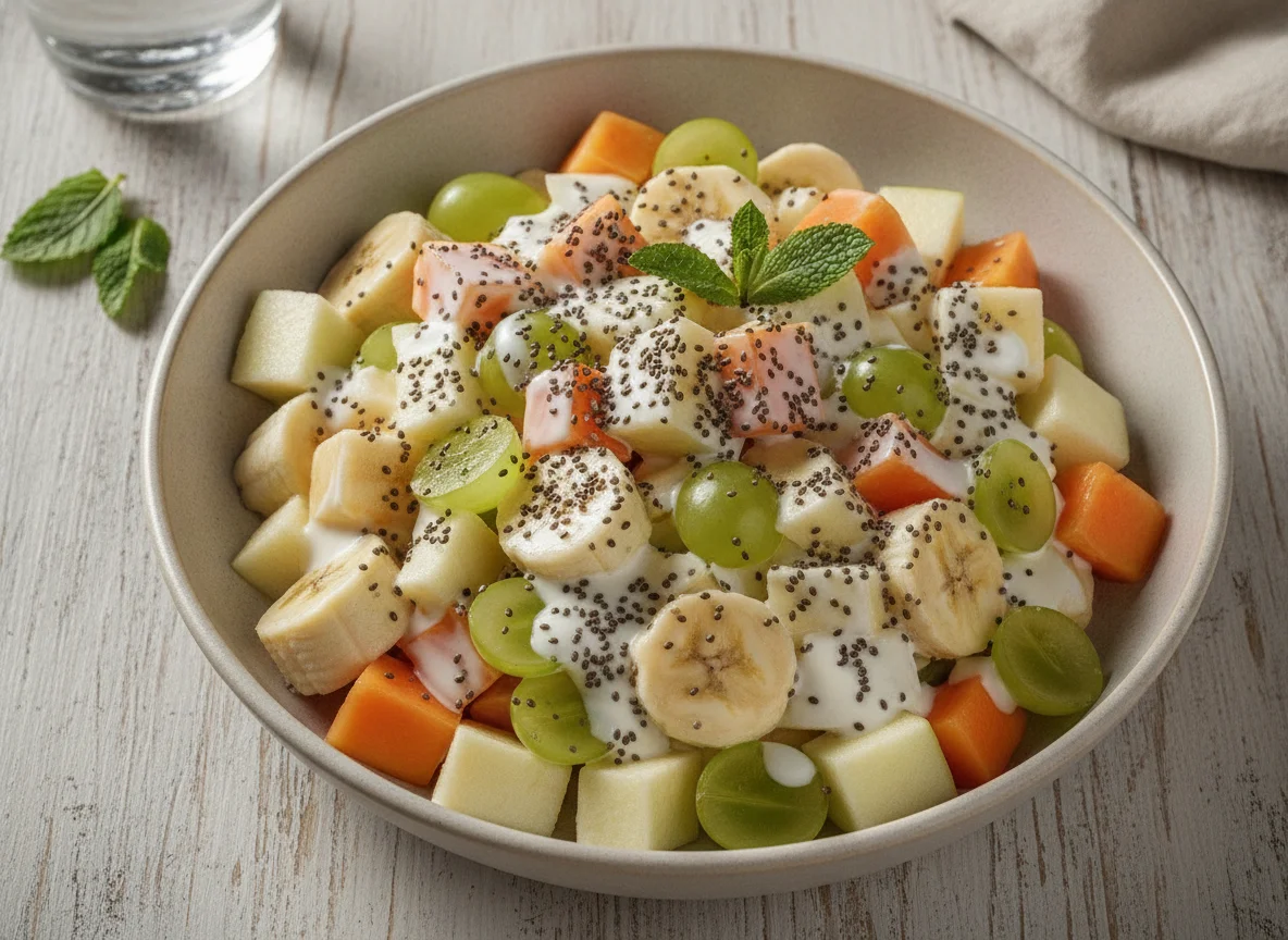 Salada de Frutas com Creme e Sementes de Chia photo