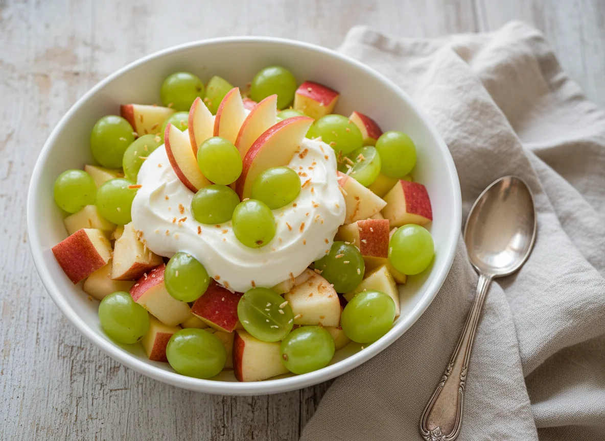 Salada de frutas com creme photo
