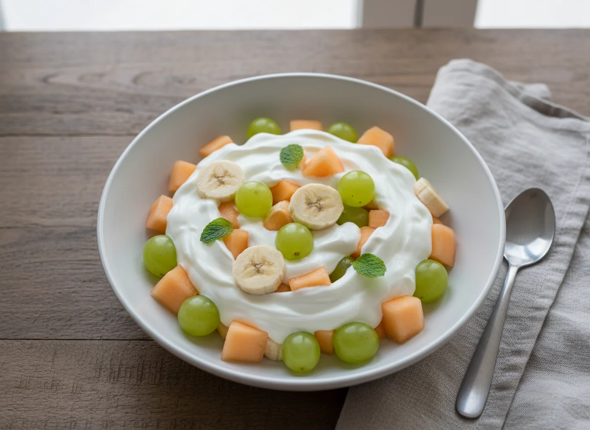 Salada de frutas com iogurte photo